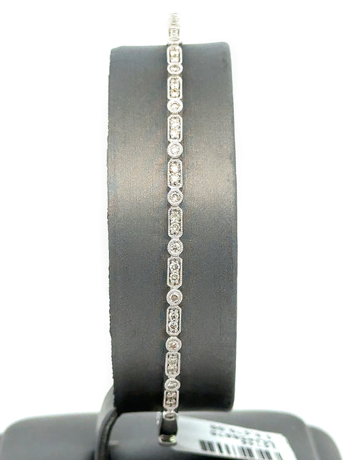 Solid 10k White Gold 0.50CT Diamond Bangle Bracelet, 7.5g, S16746