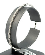 Solid 10k White Gold 0.50CT Diamond Bangle Bracelet, 7.5g, S16746