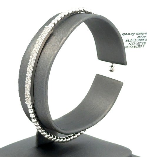 14k White Gold 0.60 CT Diamond Ladies Slip-On Bangle, 6.4 g, S16745