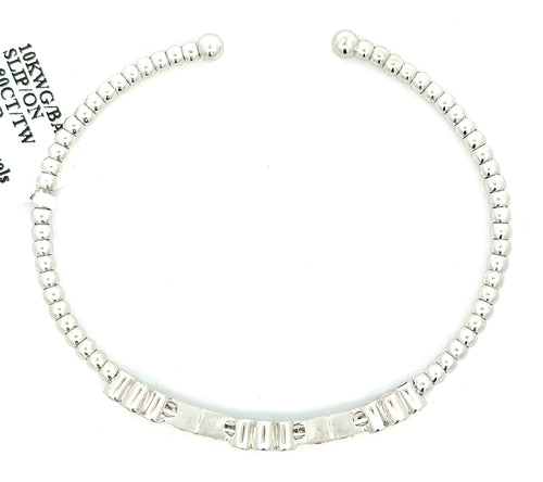 10k White Gold Slip-On Bangle Bracelet, 10.2G,  0.80CT Diamonds, S16744