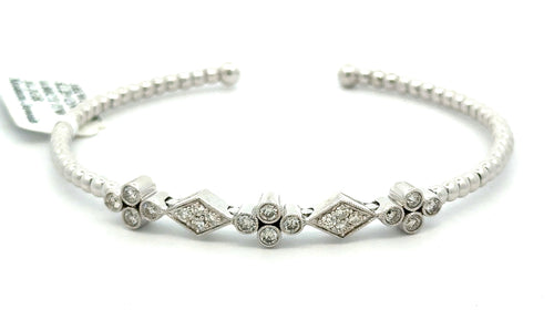 10k White Gold Slip-On Bangle Bracelet, 10.2G,  0.80CT Diamonds, S16744