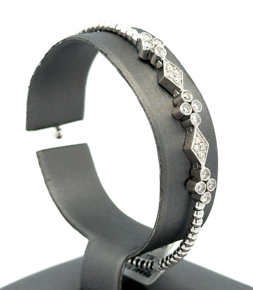 10k White Gold Slip-On Bangle Bracelet, 10.2G,  0.80CT Diamonds, S16744