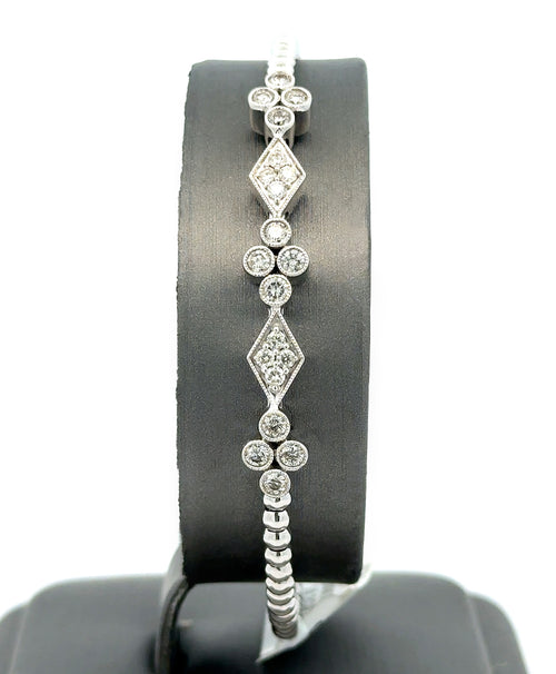 10k White Gold Slip-On Bangle Bracelet, 10.2G,  0.80CT Diamonds, S16744