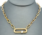14k Yellow Gold 0.50 CT Diamond Paper Clip Style Necklace, 5.3g, 18", S16736