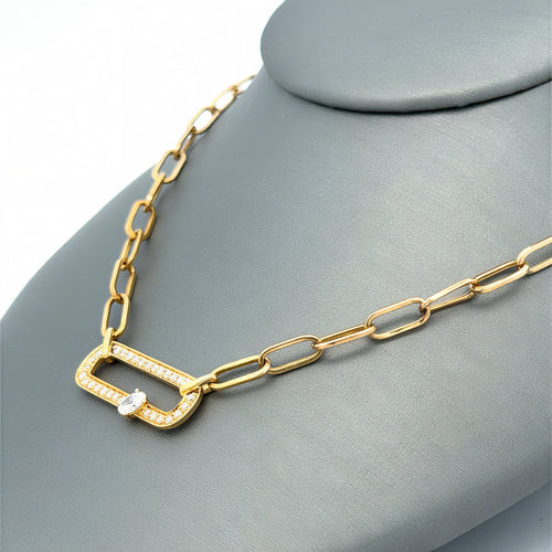 14k Yellow Gold 0.50 CT Diamond Paper Clip Style Necklace, 5.3g, 18", S16736