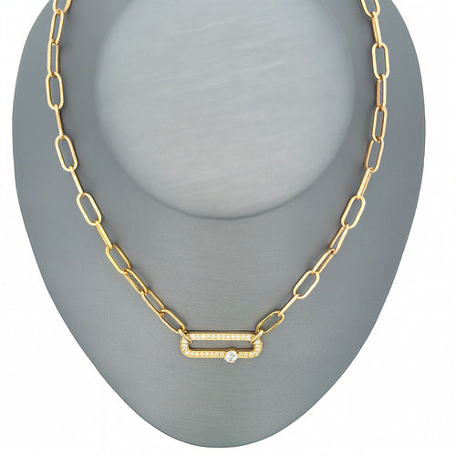 14k Yellow Gold 0.50 CT Diamond Paper Clip Style Necklace, 5.3g, 18", S16736