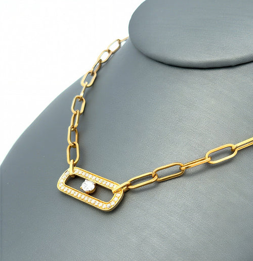 14k Yellow Gold 0.50 CT Diamond Paper Clip Style Necklace, 5.5g, 18",  S16737