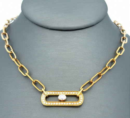 14k Yellow Gold 0.50 CT Diamond Paper Clip Style Necklace, 5.5g, 18",  S16737