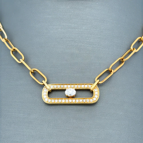 14k Yellow Gold 0.50 CT Diamond Paper Clip Style Necklace, 5.5g, 18",  S16737