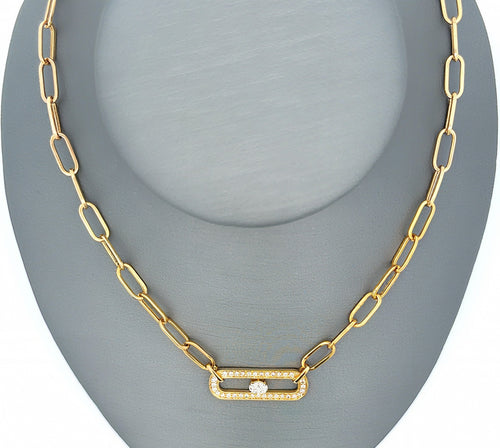 14k Yellow Gold 0.50 CT Diamond Paper Clip Style Necklace, 5.5g, 18",  S16737