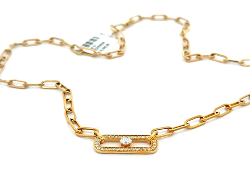 14k Yellow Gold 0.50 CT Diamond Paper Clip Style Necklace, 5.5g, 18",  S16737