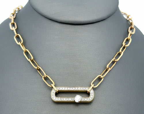 14k Yellow Gold 0.50 CT Diamond Paper Clip Style Necklace, 7.0g, 18", S16736