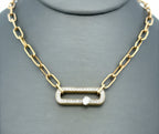 14k Yellow Gold 0.50 CT Diamond Paper Clip Style Necklace, 7.0g, 18", S16736