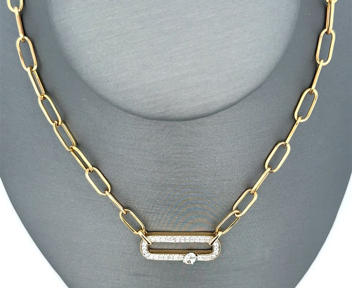 14k Yellow Gold 0.50 CT Diamond Paper Clip Style Necklace, 7.0g, 18", S16736