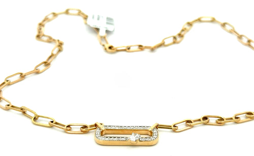 14k Yellow Gold 0.50 CT Diamond Paper Clip Style Necklace, 5.3g, 18", S16736