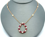 14k Rose Gold 2.00Ct Diamond & Ruby Pear-Shaped Pendant, 18", 4.3g, S16739