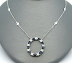 14k White Gold 2.75 CT Sapphire & Diamond Ladies Pendant Necklace, 18", S16740