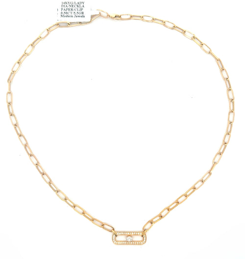 14k Yellow Gold 0.50 CT Diamond Paper Clip Style Necklace, 5.5g, 18",  S16737