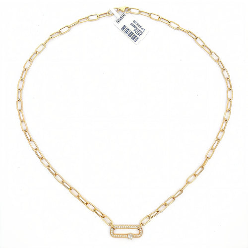 14k Yellow Gold 0.50 CT Diamond Paper Clip Style Necklace, 5.3g, 18", S16736