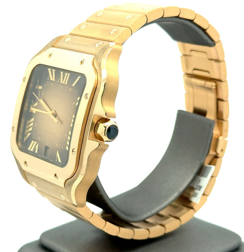 Santos de Cartier Watch Large Sunray Dial 18k Yellow Gold WGSA0095 NEW FULL SET 2025