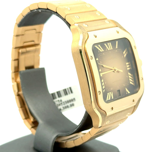 Santos de Cartier Watch Large Sunray Dial 18k Yellow Gold WGSA0095 NEW FULL SET 2025