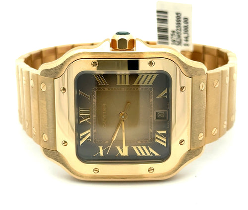 Santos de Cartier Watch Large Sunray Dial 18k Yellow Gold WGSA0095 NEW FULL SET 2025