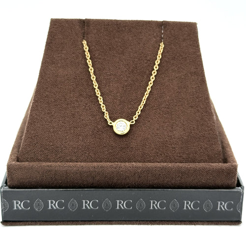 Roberto Coin 18K Yellow Gold Diamond Bezel Solitaire Necklace, S108738