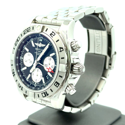 Breitling Chronomat 44 GMT Stainless Steel/Onyx Black Dial (PRE-OWNED) Box/Card