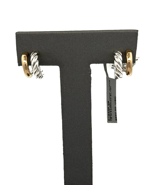 David Yurman Mercer DBL Hoop Huggie 1/2in Earrings Sil/18k E18489 S8, S108741