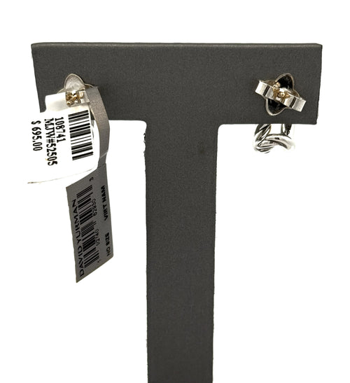 David Yurman Mercer DBL Hoop Huggie 1/2in Earrings Sil/18k E18489 S8, S108741