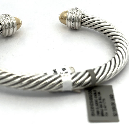 David Yurman Classic Cable Bracelet Sterling Silver with 14K Yellow Gold Domes, S108740