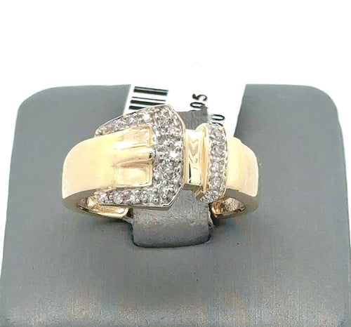 14k Yellow Gold Ladies 0.25 CT Diamond Ring, 3.9gm, Size 7, S108702