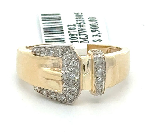 14k Yellow Gold Ladies 0.25 CT Diamond Ring, 3.9gm, Size 7, S108702