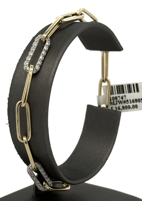 14k Yellow Gold Paper Clip Diamond Bracelet, S108747