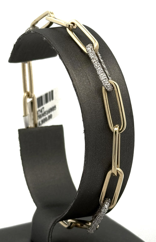 14k Yellow Gold Paper Clip Diamond Bracelet, S108747