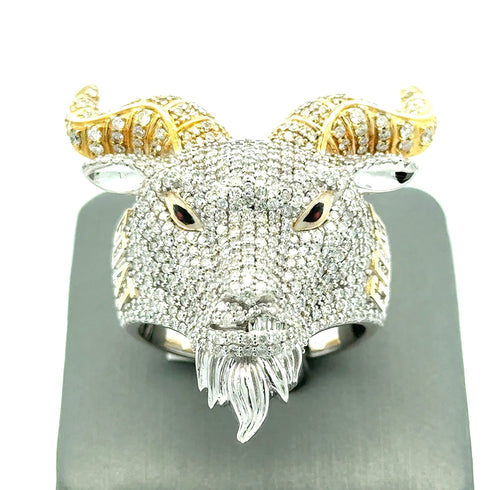 10k Two Toned Gold 2.94 CT Diamond Men's Goat Ring, 19.8g, Size 9.5, S108707