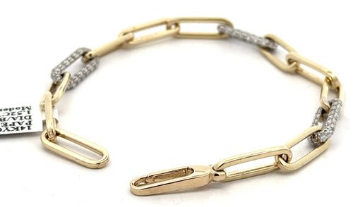 14k Yellow Gold Paper Clip Diamond Bracelet, S108747