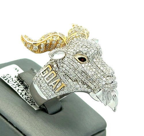 10k Two Toned Gold 2.94 CT Diamond Men's Goat Ring, 19.8g, Size 9.5, S108707