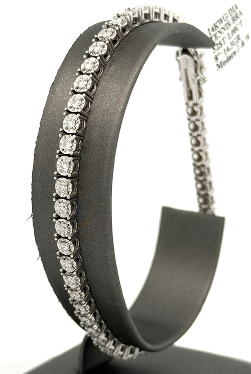 14k White Gold 1.75 CT Diamond Tennis Bracelet Weight 14.5g Length 8", S108746
