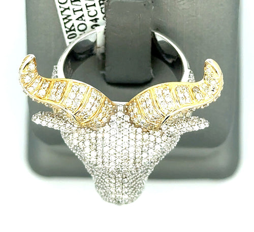 10k Two Toned Gold 2.94 CT Diamond Men's Goat Ring, 19.8g, Size 9.5, S108707