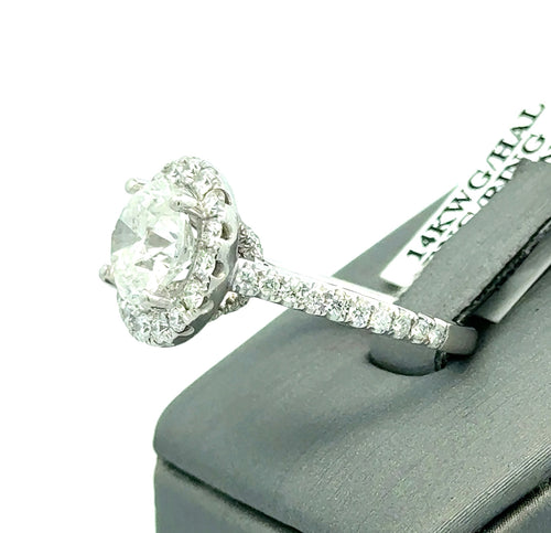14k White Gold 3.00 CT Halo Diamond Engagement Ring, 4.7g, Size 5.25, S108708
