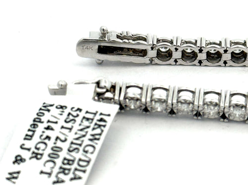 14k White Gold 1.75 CT Diamond Tennis Bracelet Weight 14.5g Length 8", S108746