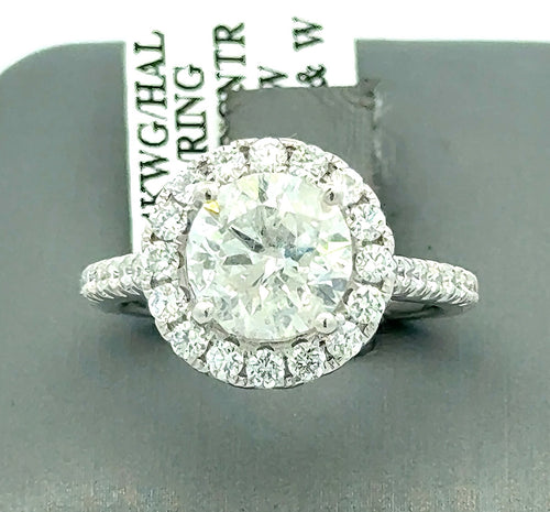14k White Gold 3.00 CT Halo Diamond Engagement Ring, 4.7g, Size 5.25, S108708