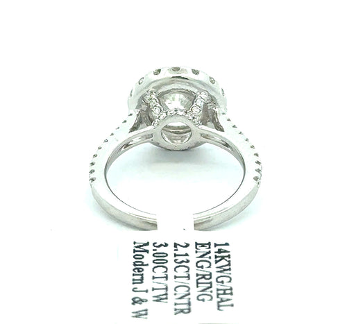 14k White Gold 3.00 CT Halo Diamond Engagement Ring, 4.7g, Size 5.25, S108708