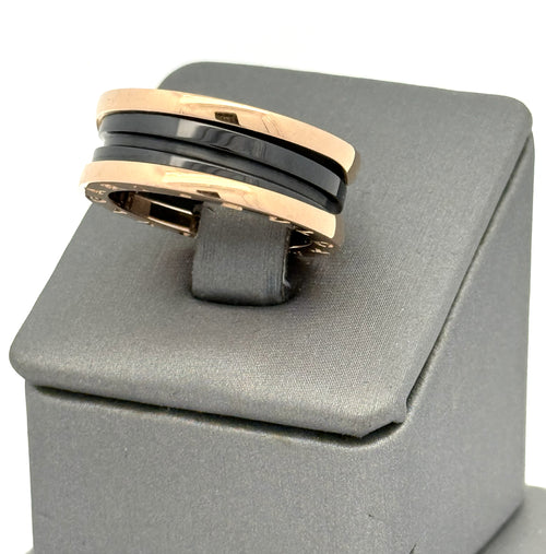 Bulgari Ladies Ring B.Zero1.18k Rose Gold 5.3g & Ceramic 3,6g, Size 55 (Pre-owned)