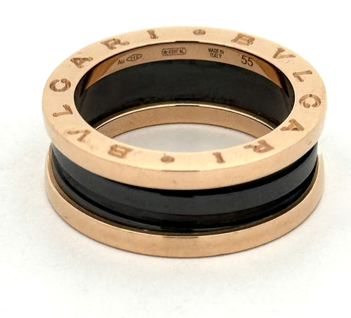 Bulgari Ladies Ring B.Zero1.18k Rose Gold 5.3g & Ceramic 3,6g, Size 55 (Pre-owned)