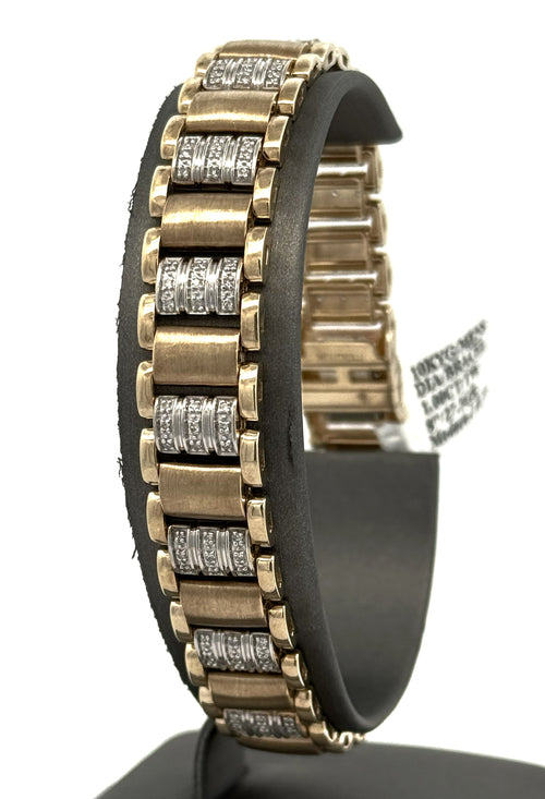 10k Yellow Gold 0.75CT Round Diamond Tennis Men's Bracelet, 8", S108759