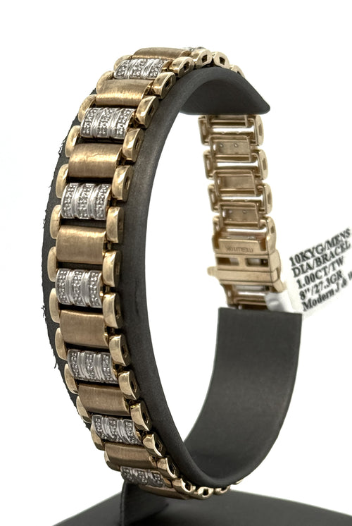 10k Yellow Gold 0.75CT Round Diamond Tennis Men's Bracelet, 8", S108759
