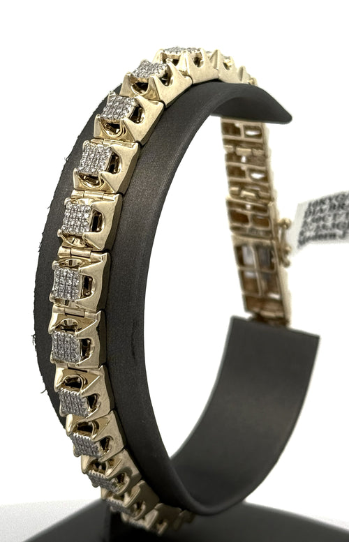 10k Yellow Gold 2.25CT Round Diamond Tennis Men's Bracelet, 8", S108758