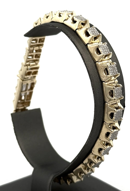 10k Yellow Gold 2.25CT Round Diamond Tennis Men's Bracelet, 8", S108758